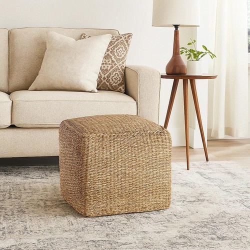 Jute quadrat fußhocker pouf - fußhocker,