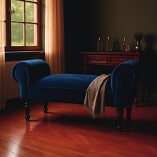 Blau Samt Fenster Sitz Bett