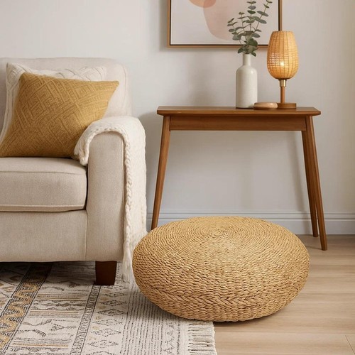 Flacher jute pouffe rund - flacher,