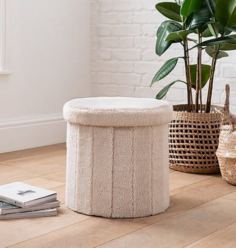 Cremefarbener sherpa hocker - cremefarbener,